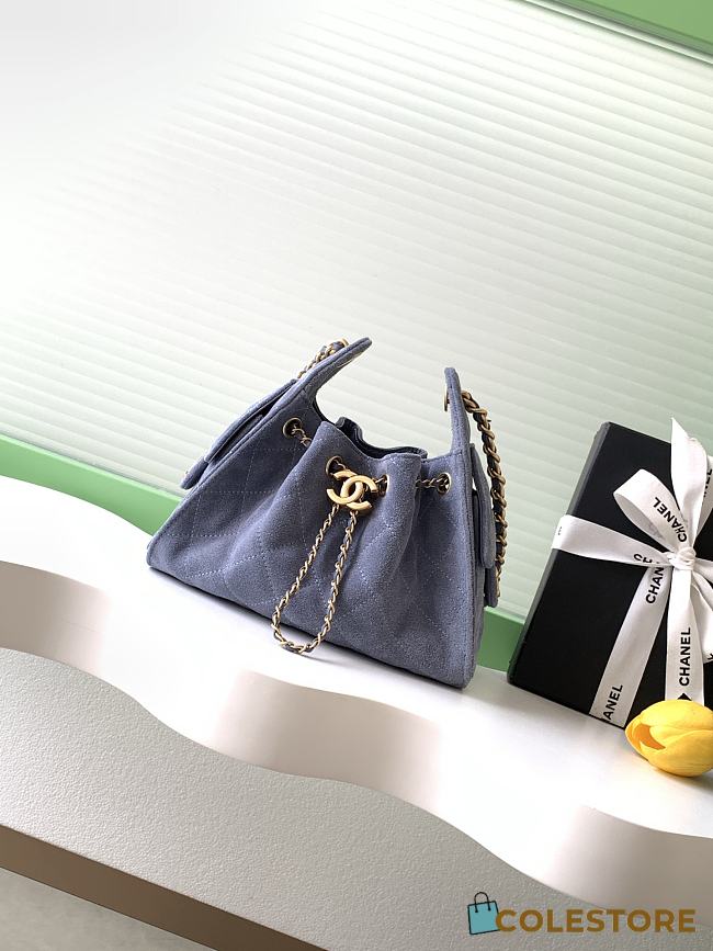 Colestore Chanel 25 Mini Handbag Grained Calfskin & Gold-Tone Metal Dusty Blue 20x22x12.5cm - 1