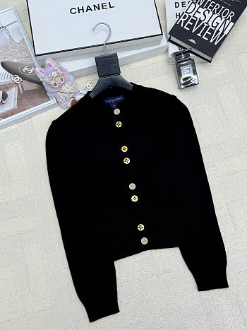 	 Colestore Louis Vuitton Monogram Patterned Knitted Cardigan Black