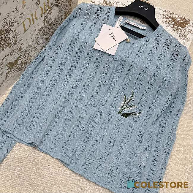 Colestore Dior Fitted Cardigan Blue Cotton-Blend Crochet - 1