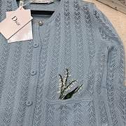 Colestore Dior Fitted Cardigan Blue Cotton-Blend Crochet - 6