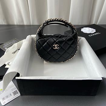 Colestore Chanel Chain Around Mini Pouch Black Lambskin Light Gold Hardware 16x16x5.5cm