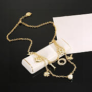 Colestore Dior Necklace In Double Chain Gold Finish Metal With A White - 5