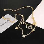 Colestore Dior Necklace In Double Chain Gold Finish Metal With A White - 3