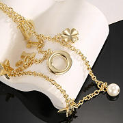 Colestore Dior Necklace In Double Chain Gold Finish Metal With A White - 2