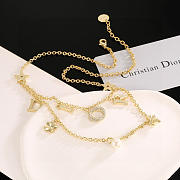 Colestore Dior Necklace In Double Chain Gold Finish Metal With A White - 4