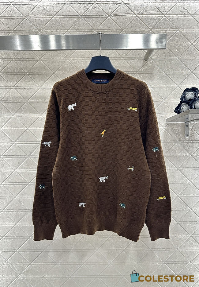 Colestore Louis Vuitton LV x The The Darjeeling Limited Embroidered Long-Sleeved Crewneck Bourbon Brown - 1