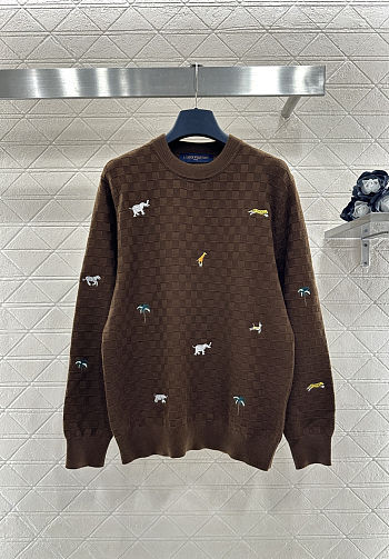 Colestore Louis Vuitton LV x The The Darjeeling Limited Embroidered Long-Sleeved Crewneck Bourbon Brown