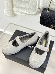 Colestore Chanel Light Grey Suede Shearling Fur Mary Jane Moccasin Ballet Loafer Flat - 6