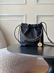 Colestore Chanel 22 Mini Handbag Black Shiny Calfskin 19x20x6cm - 1