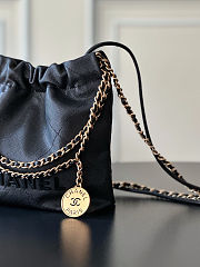 Colestore Chanel 22 Mini Handbag Black Shiny Calfskin 19x20x6cm - 2