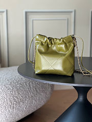 Colestore Chanel 22 Mini Handbag Glossy Calfskin leather & Gold-plated Metal Olive 19x20x6cm - 4