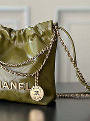 Colestore Chanel 22 Mini Handbag Glossy Calfskin leather & Gold-plated Metal Olive 19x20x6cm - 2