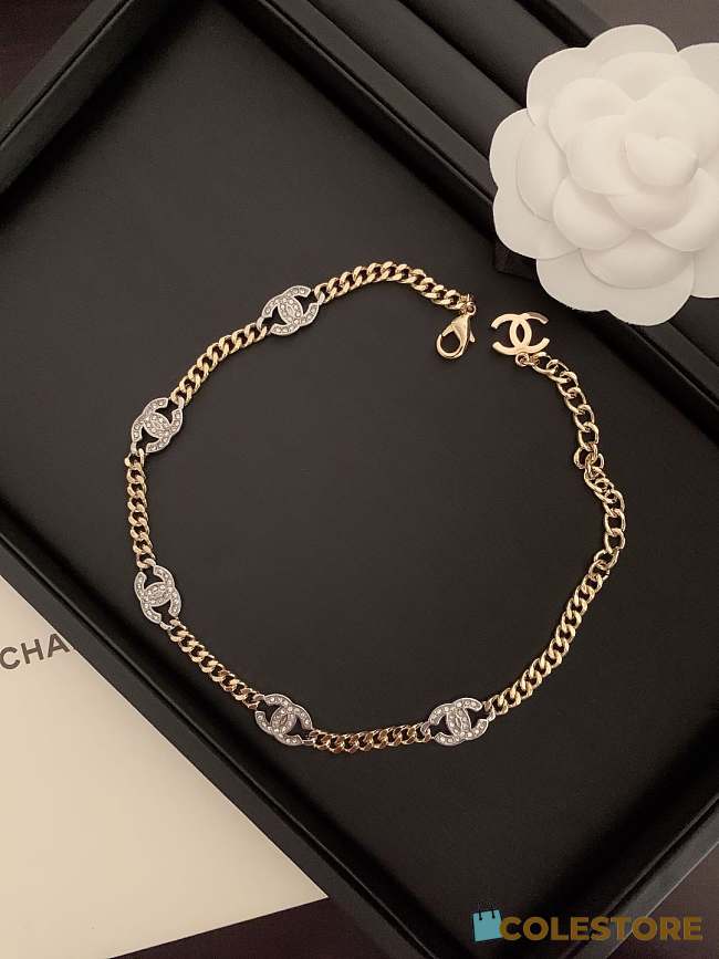 Colestore Chanel Choker   Metals and Stone Grains  Gold, Silver & Transparent - 1