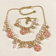 Colestore Chanel Necklace Metal, Glass pearls, High-grade resin & Stone beads  Gold, Pearl White, Pink & Transparent - 3