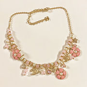 Colestore Chanel Necklace Metal, Glass pearls, High-grade resin & Stone beads  Gold, Pearl White, Pink & Transparent - 2