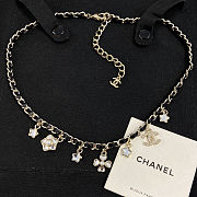 Colestore Chanel Necklace  Metal, Calfskin, Glass Pearl & Gemstones  Gold, Black, Pearl White, Crystal White - 1