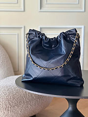 Colestore Chanel bag 22   Glossy calfskin leather & gold-plated metal  Navy Blue 39x42x8cm - 4