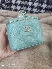 Colestore Chanel Interlocking CC Pearl On Top Vanity Case Mini Blue 11cm - 2