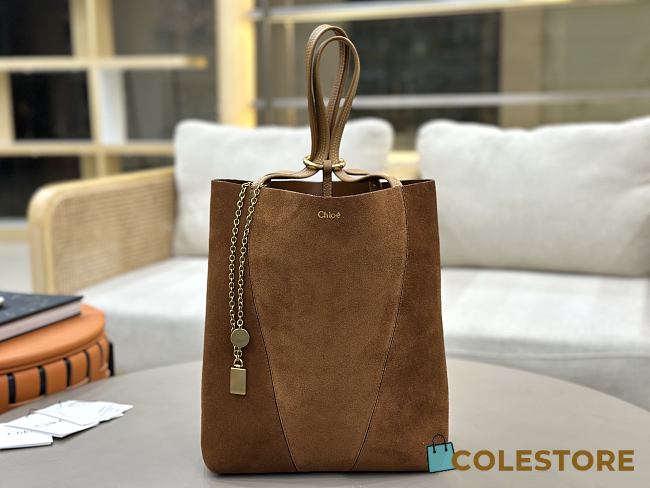 Colestore Chloé Spin tote Bag in Grained & Suede Leather Brown 27x30x14 cm - 1