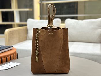 Colestore Chloé Spin tote Bag in Grained & Suede Leather Brown 27x30x14 cm