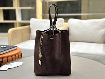 Colestore Chloé Spin tote Bag in Grained & Suede Leather Chocolate 27x30x14 cm