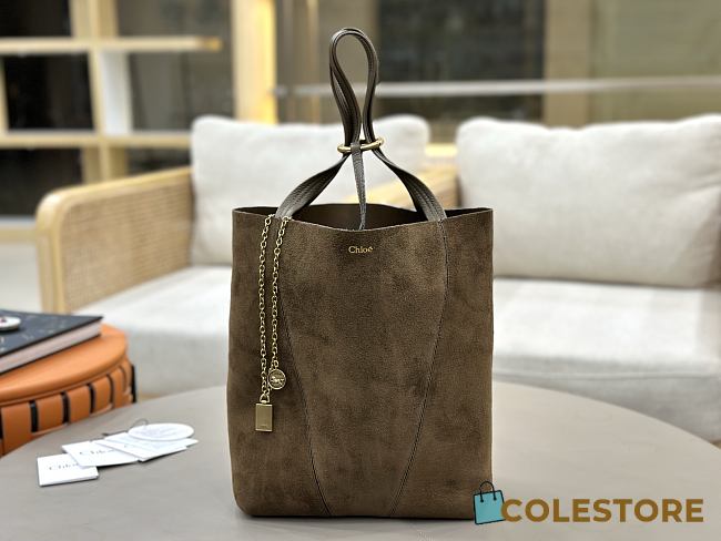Colestore Chloé Spin tote Bag in Grained & Suede Leather dark brown 27x30x14 cm - 1