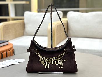 Colestore Chloé Charms Hobo Bag in Suede Leather Dark Brown 28.5x18x10cm