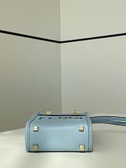 Colestore Fendi Sunshine Shopper Mini Handbag Blue Leather 13×6×18cm - 5
