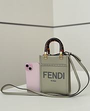 Colestore Fendi Sunshine Shopper Mini Handbag Green Leather 13×6×18cm - 1