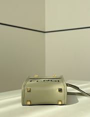 Colestore Fendi Sunshine Shopper Mini Handbag Green Leather 13×6×18cm - 6