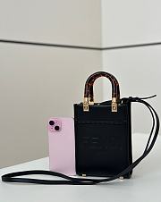 Colestore Fendi Sunshine Shopper Mini Handbag Black Leather 13×6×18cm - 1