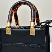 Colestore Fendi Sunshine Shopper Mini Handbag Black Leather 13×6×18cm - 5