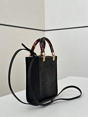 Colestore Fendi Sunshine Shopper Mini Handbag Black Leather 13×6×18cm - 4