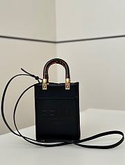 Colestore Fendi Sunshine Shopper Mini Handbag Black Leather 13×6×18cm - 3