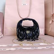 Colestore  Miu Miu Black Wander Satin Mini-bag With Crystal And Sequin Fringe 17x10x6cm - 1