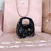 Colestore  Miu Miu Black Wander Satin Mini-bag With Crystal And Sequin Fringe 17x10x6cm - 6