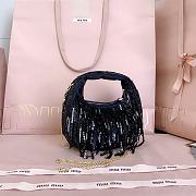 Colestore  Miu Miu Black Wander Satin Mini-bag With Crystal And Sequin Fringe 17x10x6cm - 5