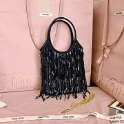 Colestore  Miu Miu Black Ivy Satin Handbag With Crystal And Sequin Fringe  20x24 cm - 6
