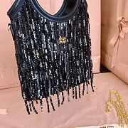 Colestore  Miu Miu Black Ivy Satin Handbag With Crystal And Sequin Fringe  20x24 cm - 5