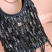 Colestore  Miu Miu Black Ivy Satin Handbag With Crystal And Sequin Fringe  20x24 cm - 4