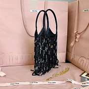 Colestore  Miu Miu Black Ivy Satin Handbag With Crystal And Sequin Fringe  20x24 cm - 2