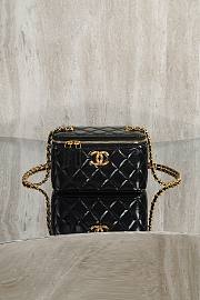 Colestore Chanel Vanity Case With Chain Shiny Lambskin & Gold-Tone Metal Black 9.5 × 17 × 8 cm - 1