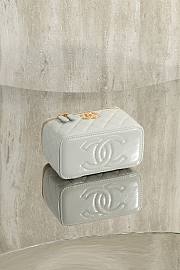 Colestore Chanel Vanity Case With Chain Shiny Lambskin & Gold-Tone Metal Light Gray 9.5 × 17 × 8 cm - 6