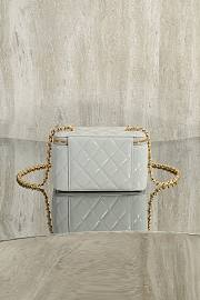 Colestore Chanel Vanity Case With Chain Shiny Lambskin & Gold-Tone Metal Light Gray 9.5 × 17 × 8 cm - 4