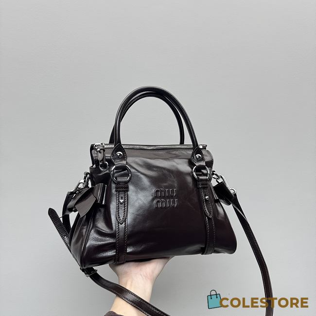 Colestore Miu Miu Leather Handbag With Shoulder Strap Dark Brown 27 × 13 × 24 cm - 1