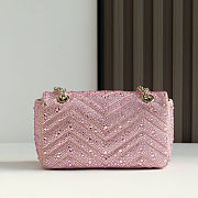 Colestore Gucci GG Marmont Crystals Small Shoulder bag in Light Pink Nubuck Leather 22x12.5x6cm - 6