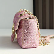 Colestore Gucci GG Marmont Crystals Small Shoulder bag in Light Pink Nubuck Leather 22x12.5x6cm - 2