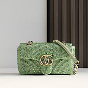 Colestore Gucci GG Marmont Crystals Small Shoulder bag in Pale Green Nubuck Leather 22x12.5x6cm - 1