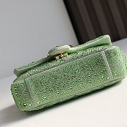 Colestore Gucci GG Marmont Crystals Small Shoulder bag in Pale Green Nubuck Leather 22x12.5x6cm - 6