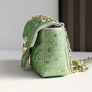 Colestore Gucci GG Marmont Crystals Small Shoulder bag in Pale Green Nubuck Leather 22x12.5x6cm - 5